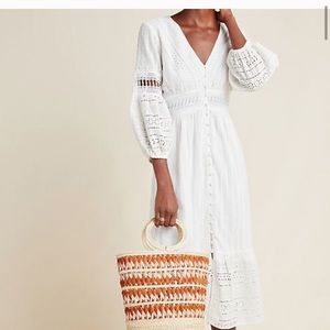 NEW! Anthropologie Ebba Eyelet white midi dress
